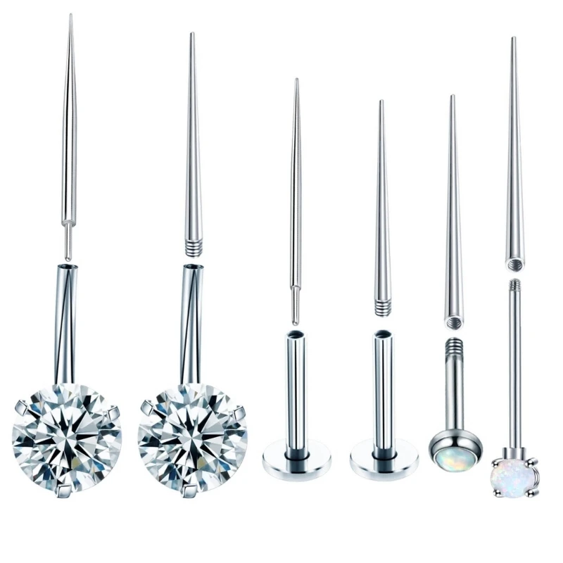 3Pcs/Set Versatile Piercing Assistant Tool Stainless Steel Insertion Taper for Belly Button Tongue Piercing Change Tool ear piercing tool piercing tool