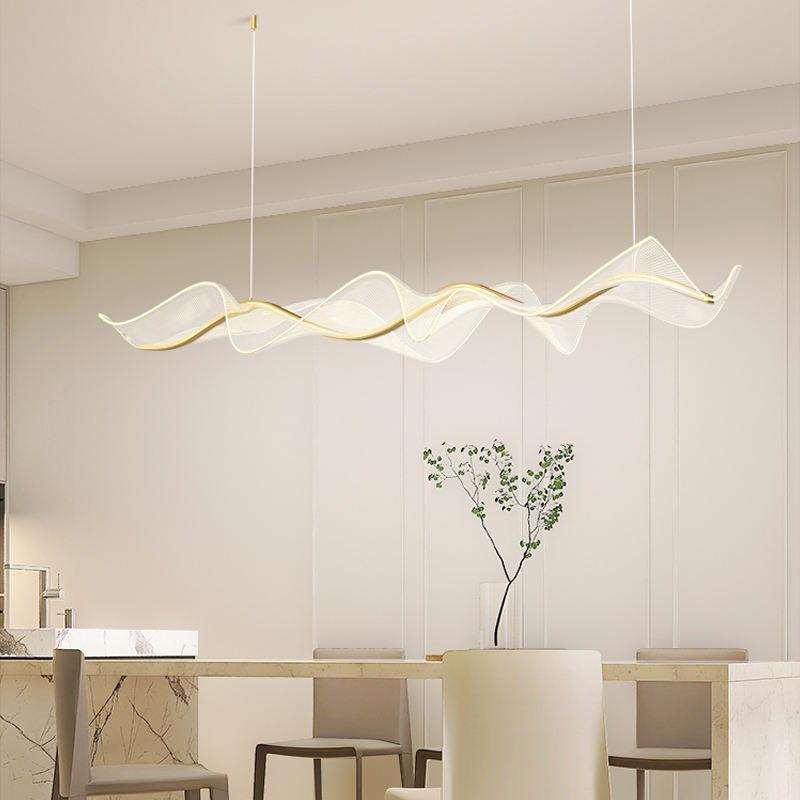 Spectacular Led Pendant Lights 2 Nordic Creative Design Long Wave Led Pendant Lights Restaurant Bar Lamp Dining Room Home Decor