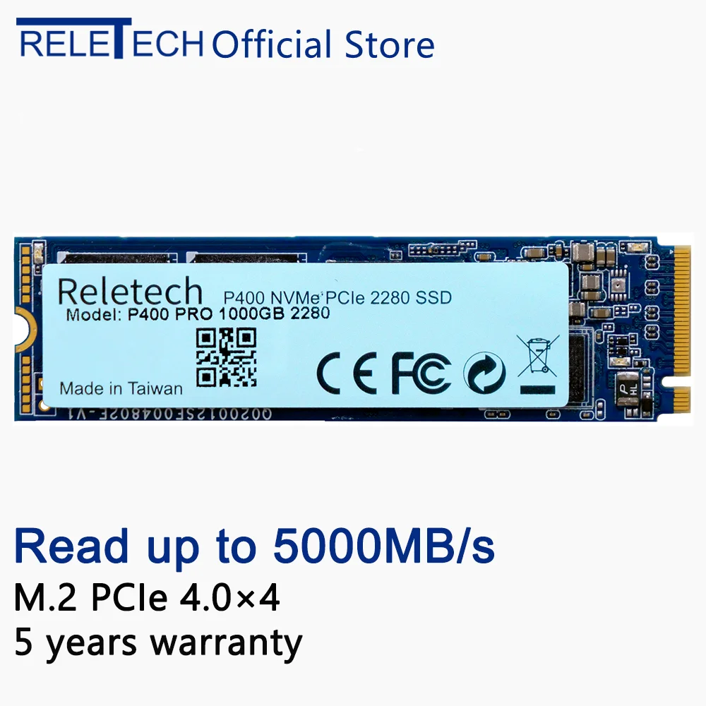 Relatech unidad de estado sólido para ordenador de escritorio, unidad de estado sólido de supervelocidad, M.2 P400 Pro ssd NVMe PCIE 4,0 × 4 1000GB 2000GB 2280 5000 MB/s NAND