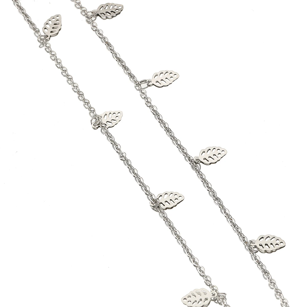 Rhinestone Pendant Copper Chain with Crystal Droplet Charms for DIY Necklace Crafting