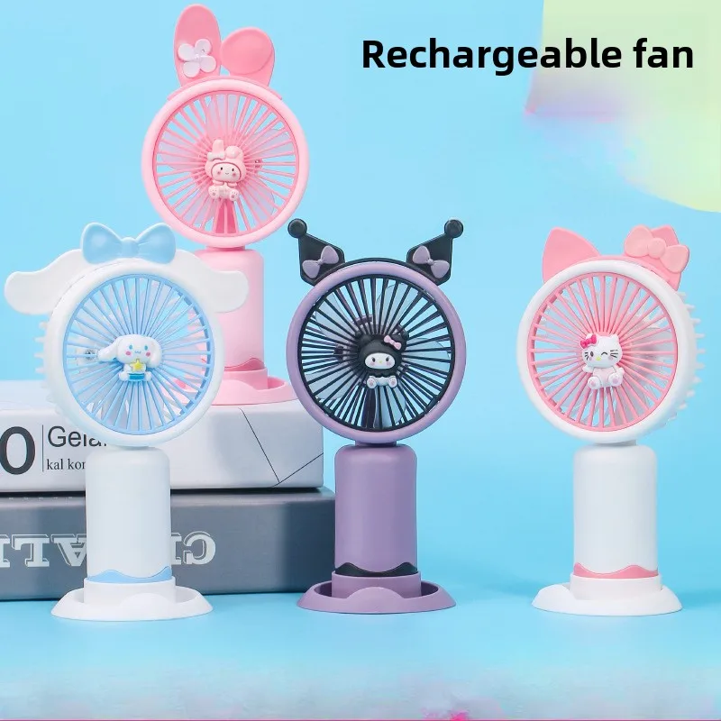Small Fan Desktop Handheld Cartoon Cool Mini Practical Electric Fan Charging Portable Gift Office Portable Birthday Gift 3