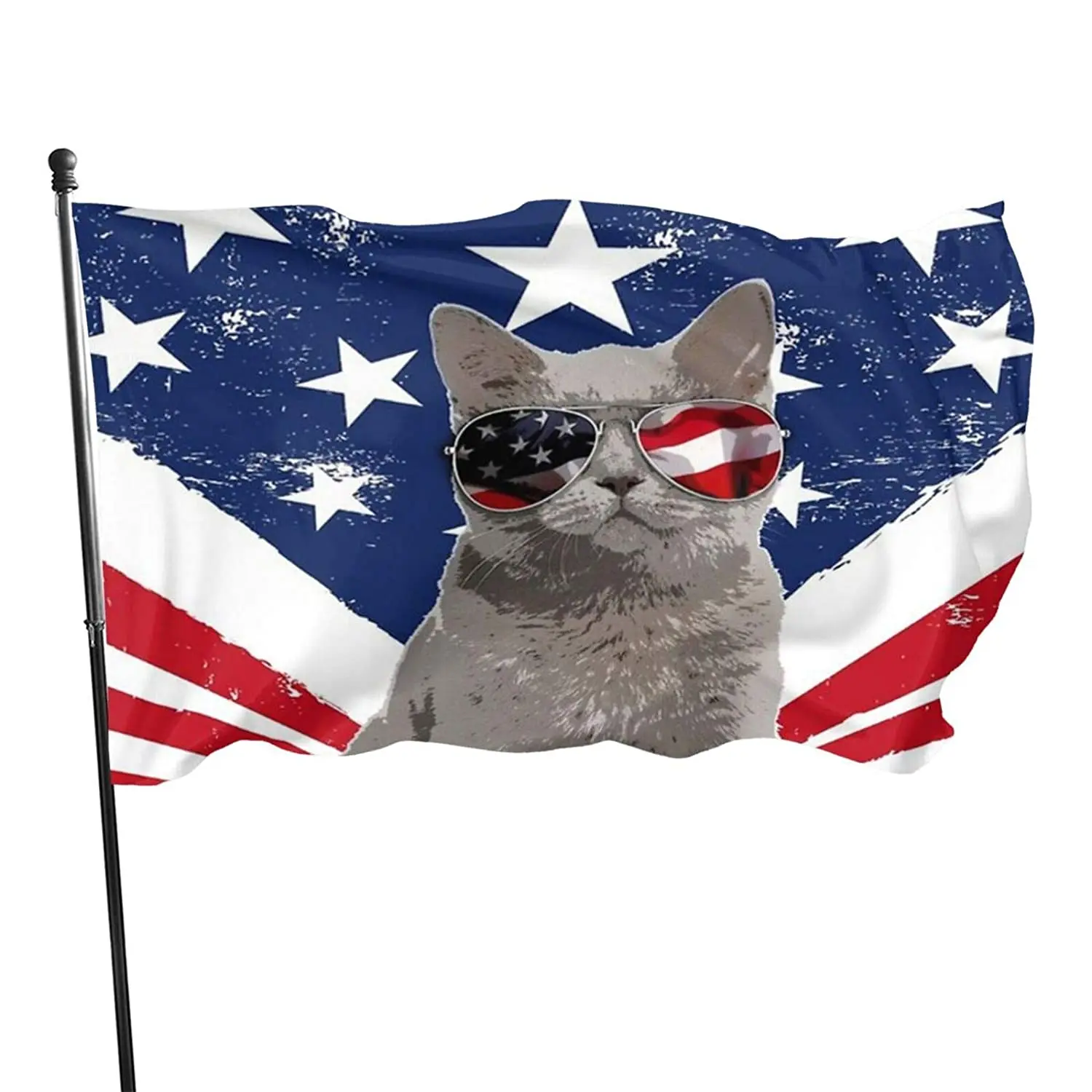 

Funny Cat Star Flag Sunglasses Garden Flag House Indoor Party Outdoor Living Room Decorations Flag for Women Kids Gifts