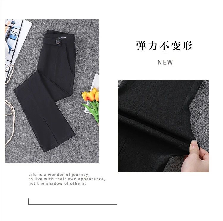 Monbeeph Flare Pants Women Front Split High Waisted Ladies Trousers 2022 Spring Summer Fashion Black Suit Trousers Hot low rise jeans