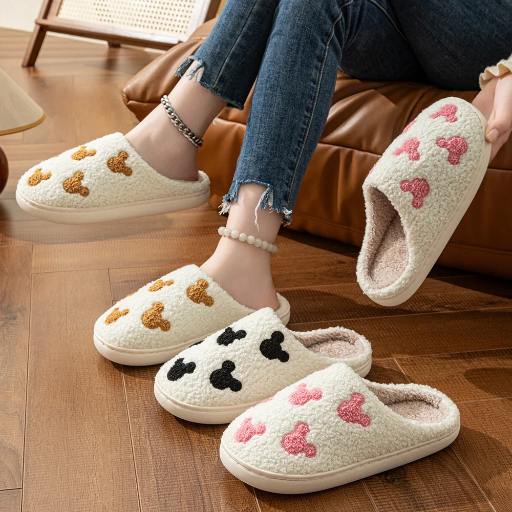 Fashion House Slippers for Women Men Winter Warm Home Comfy Shoes Cute Cartoon Indoor Slides Soft Sole Shoes Christmas Gifts 6