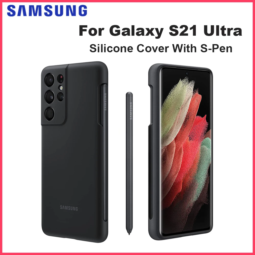For Original SAMSUNG Galaxy S21 Ultra Silicone Case with S