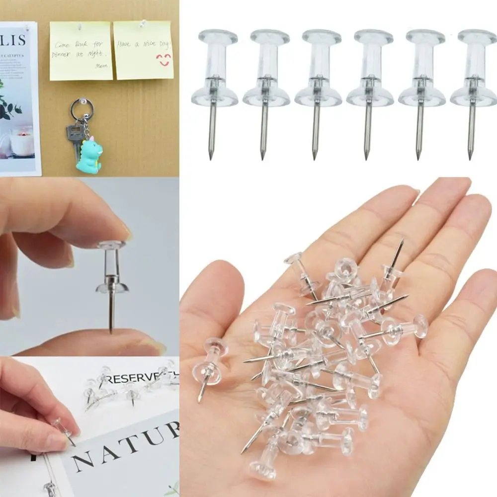 Push pins 100pcs clear transparent plastic for map chart drawing notice bulletin cork board