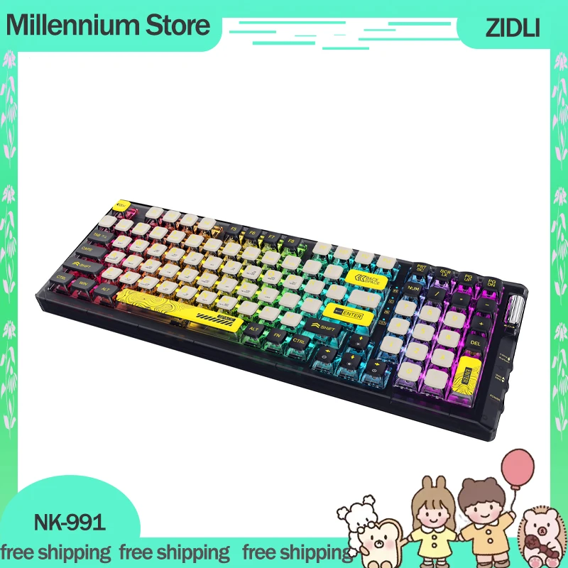 

ZIDLI NK-991 Mechanical Keyboard 3Mode 2.4G Wireless Bluetooth Keyboard 98 Keys Rgb Hot Swap Custom Esport Gaming Keyboard Gift