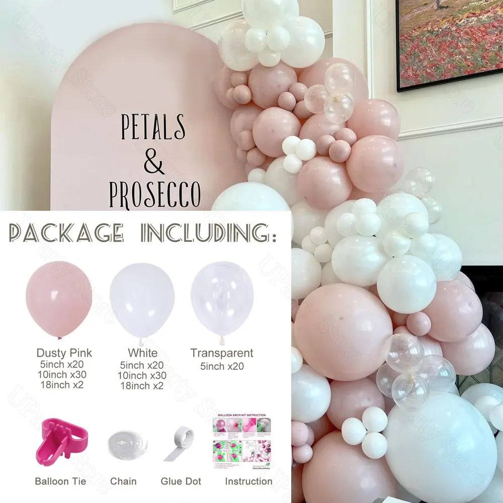 Boho staubige rosa Luftballons Bogenset Elfenbeinweiß Sand staubige rosa Luftballons Girlande für Geburtstag Braut Babyparty Hochzeitsdekoration – Detail 9
