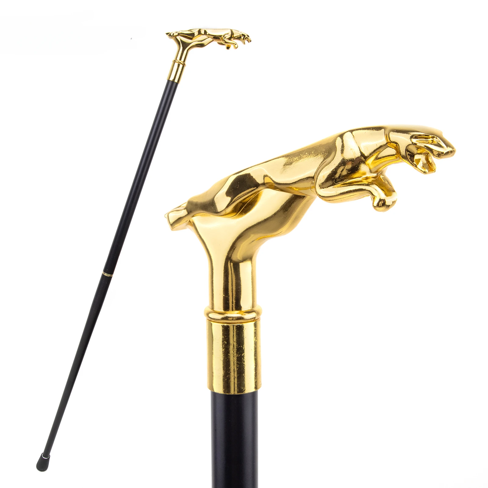 

Cane, leopard head, gentleman's staff, golden jaguar cane, cosplay wand, film and television props, scepter cane