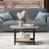 Round Coffee Table,Rustic Wood Coffee Tables for Living Room with Storage Shelf, Modern Farmhouse Circle Coffee Table 3