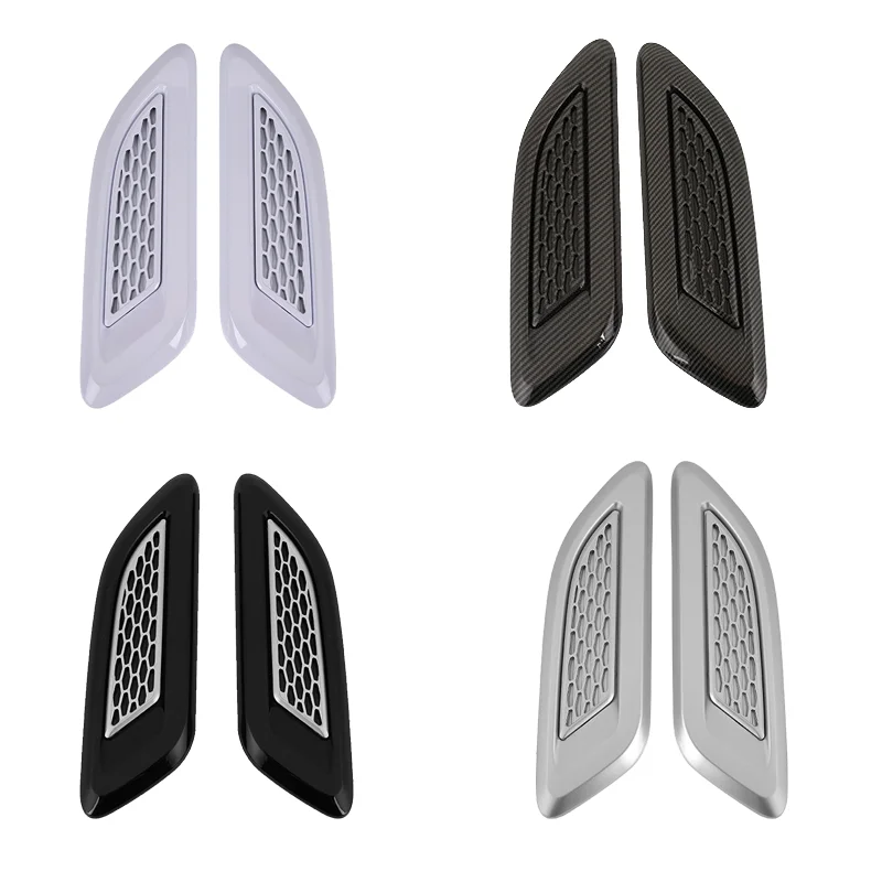 Hood Scoop Stickers Hood Scoop Car Body Trim Accessories 2Pcs Universal Car Air Intake Inlet Bonnet Hoods Scoop Vents Sticker Decorative Cover Tuning Auto For Mustang Accessories