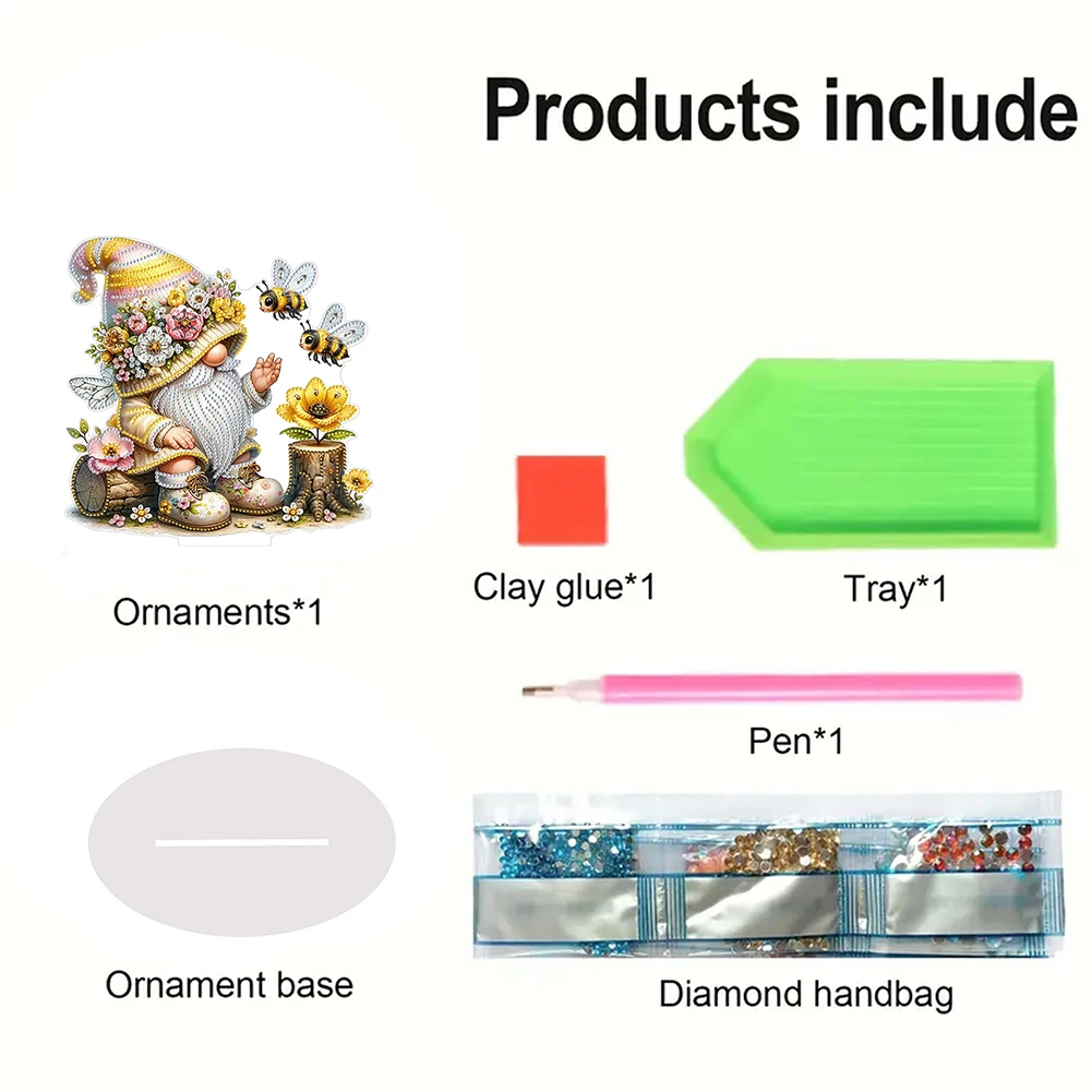 Gnome Double Sided Effect Desktop Diamond Art Kits 5D DIY Diamond Art Tabletop Decorations Painting Desktop Decorations