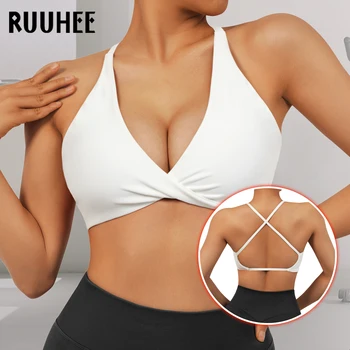 Push Up Sports Bra Women Underwear Padded Bralette Sports Bra Cross Criss Top Backless Training Fitness Workout Yoga Bra Women 1