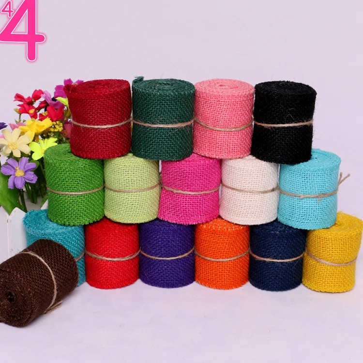 

Set of 16 Color Burlap Ribbon Roll Arts Crafts Supplies Wedding Party Baby Shower Decoration