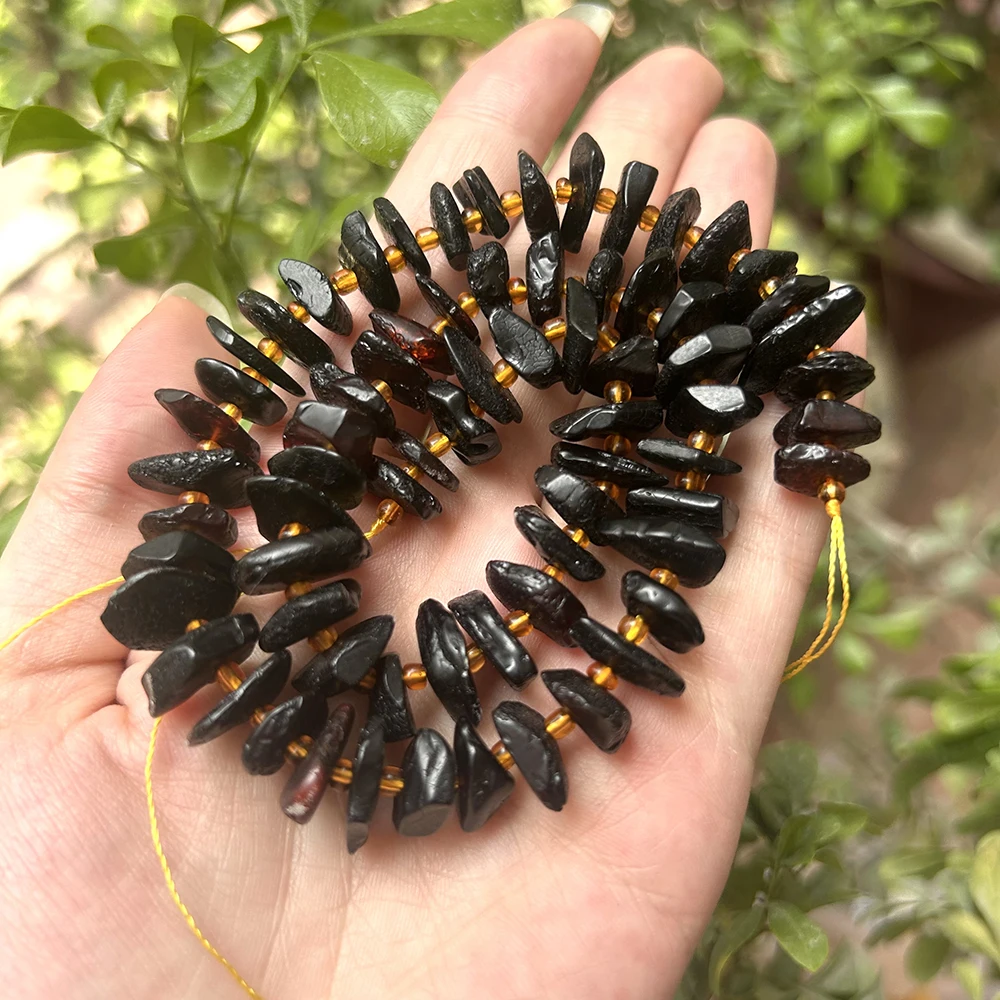 Natrural Genuine Amber Irregular Chip / Square / Round Beads Rought Size DIY Bracelet/Necklace For Jewelry Making 39cm 3