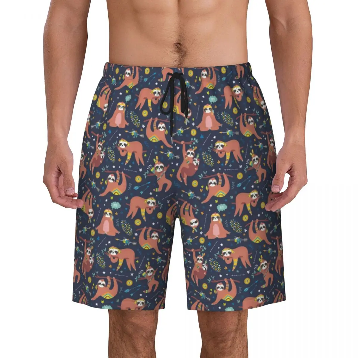 

Cute Sloths Pattern Board Shorts Summer Lazy Animals Y2K Funny Board Short Pants Men Sports Fitness Fast Dry Pattern Swim Trunks