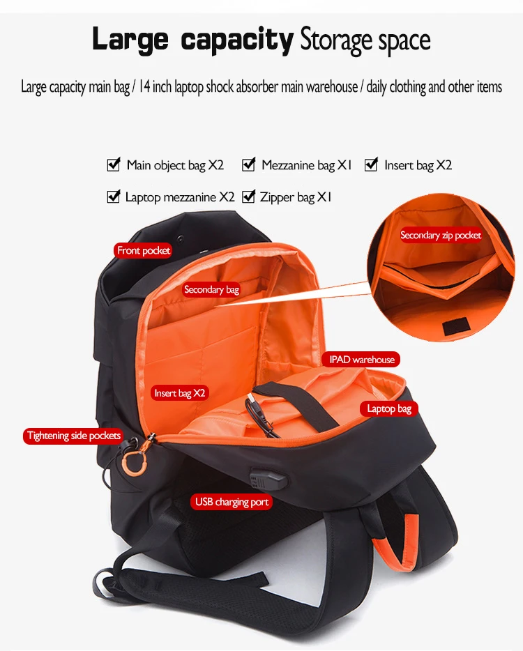 2024 New Fashion School Bags Men's Multifunction USB Waterproof Laptop Backpacks For Teenager Women Luxury Travel Male Mochila