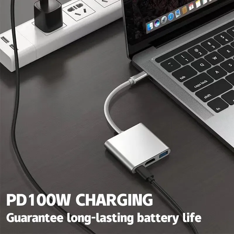USB C HUB 3in1 Type C 3.0 to HDMI-compatible Docking Station PD Fast Charge 4K HDMI Adapter Splitter For MacBook