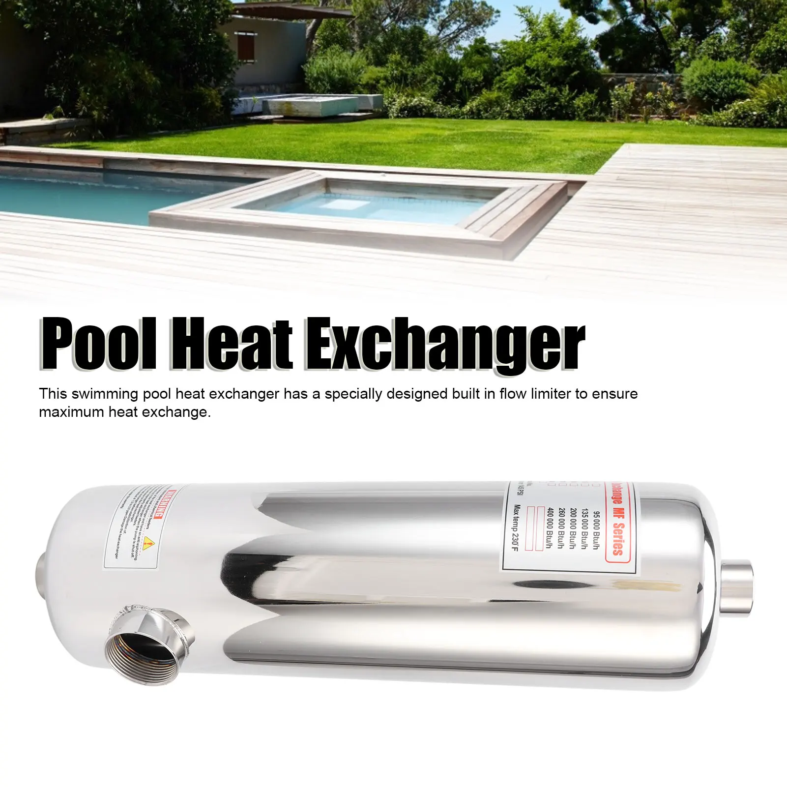 Titanium Heat Pump Pool Heater Heat Exchanger Replacement Above - Main Image