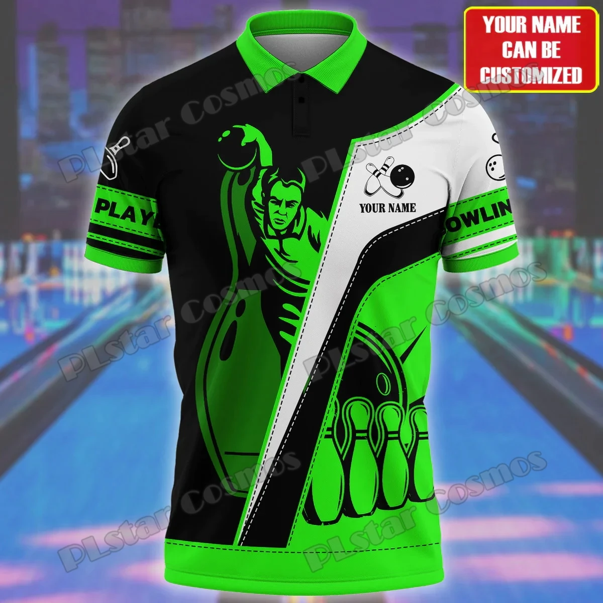 Bowling Team personalisierte Name 3D gedruckt Herren Poloshirt Sommer Straße Kurzarm Shirt Geschenk für Bowling Spieler Uniformen WK34 – Detail 9