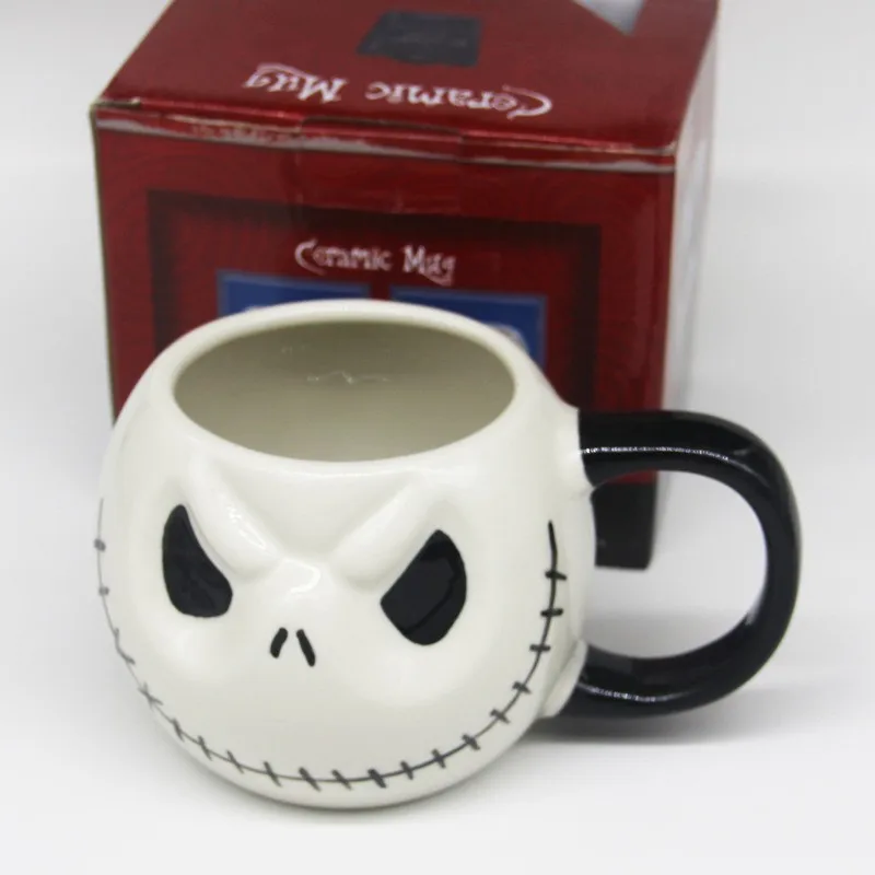 

Halloween Skull Ceramic Cup Mug with Handle Lidless Cup Water Coffee Beer Milk Mugs Cartoon Gift Funny Creative Ghost White Gift