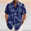 Summer Men Hawaiian Shirts Coconut Tree Lapel Camisas Men Fashion Short Sleeve Shirt Floral Blouse Turn Over Collar Clothes Male 6