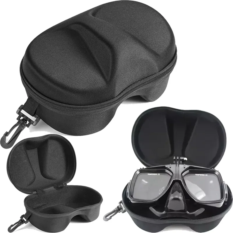 Snorkel Mask Storage Case Zippered - Waterproof Diving Goggles Organizer Box Pouch for Scuba Gear Travel Accessories Portable