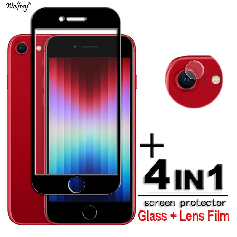 

For iPhone SE 2022 Glass 2.5D Full Cover Screen Protector iPhone SE 2022 Tempered Glass Lens Film For Apple iPhone SE3 4.7 inch
