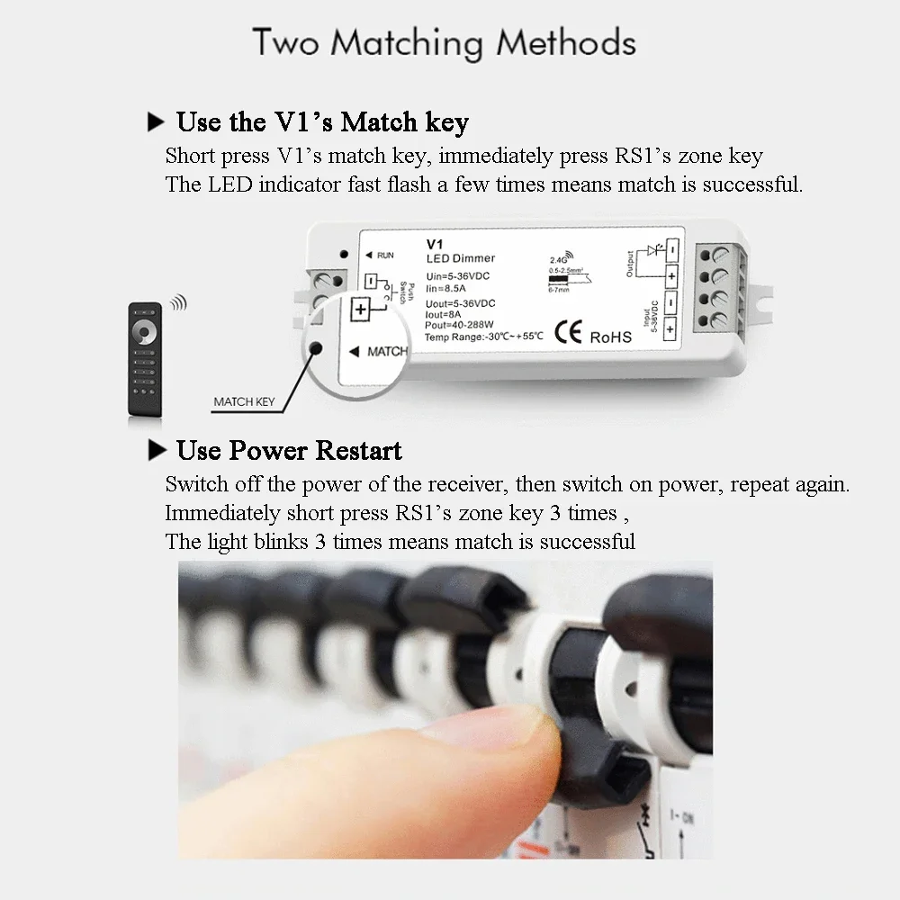 Advanced Touch Wheel RF Remote Controller and LED Dimmer Kit, Multi-Zone Lighting Control