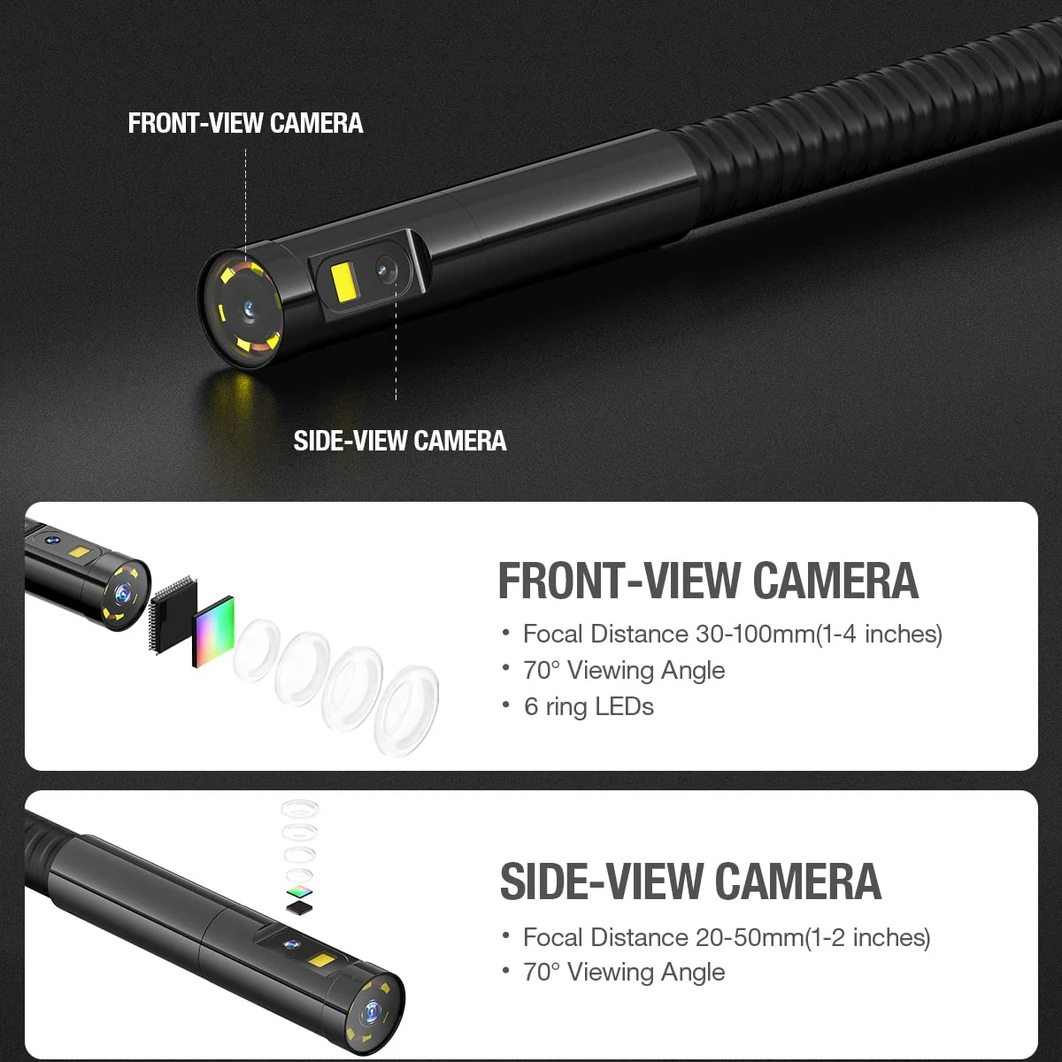 Teslong Endoscope Camera Snake Tube 3.9mm 5.5mm 7.6mm Cable 5.5mm 8mm Dual lens 12.5mm Auto focus Cable For NTS300 NTS500 2