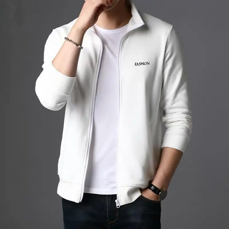 Spring KPOP Fashion Style Harajuku Slim Fit Tops Loose Casual All Match Sweatshirt Stand Collar Zipper Jacket Pockets Outerwear