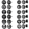 6pairs/set Black Round Stud Earrings Skull Celtic Cross Star of David Viking Wolf Tree Fighter Eye of Horus Unisex Jewerlry QC24 1