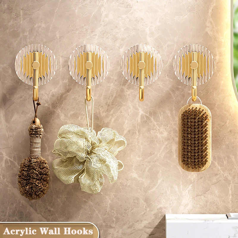 Acrylic Wall Hooks Adhesive Wall Organizer Hook Gold Shower Hooks