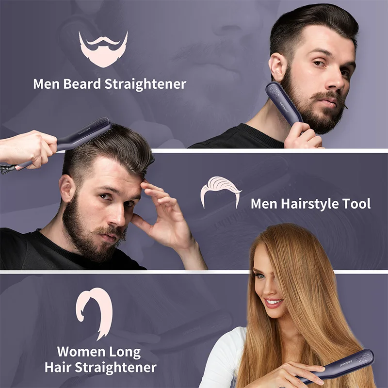 Kensen beard straightener Brush Comb Hair Straightener Men Quick Beard Straightening Curling Styling Negative Iron Heating Comb hair straightener brush hair straightener comb hair straightener