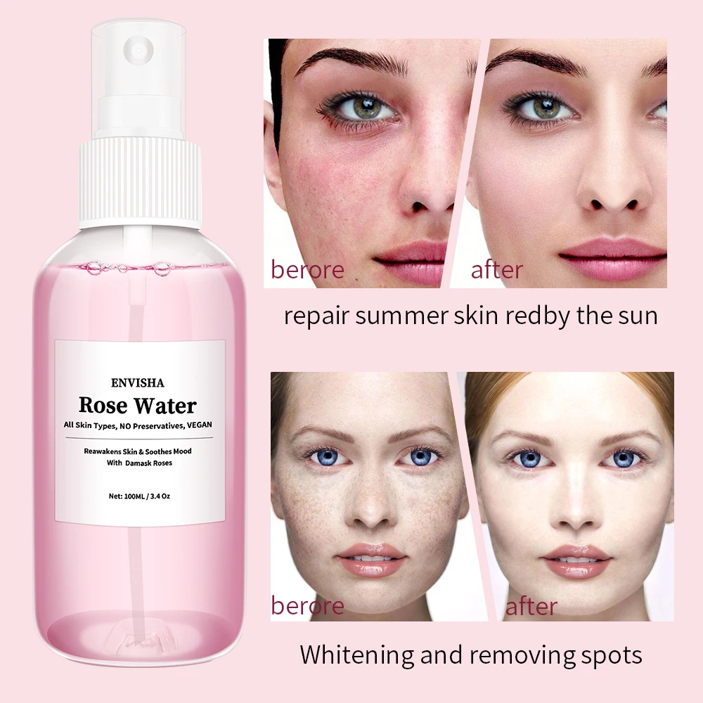 ENVISHA Rose Water for Face Facial Toner Organic Rose Petals Essence