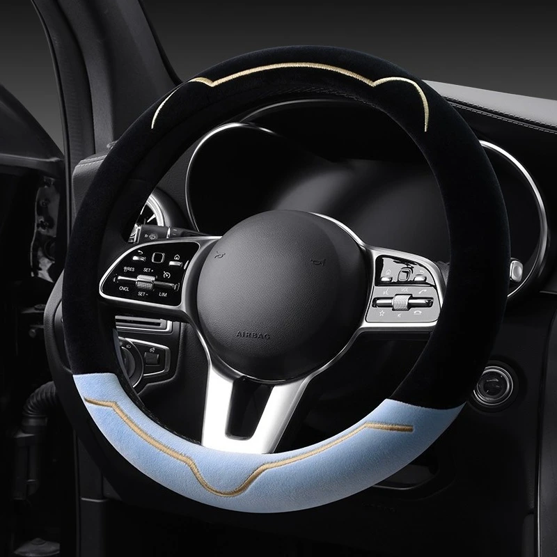 Plush Winter Cat Ears Steering Wheel Cover - Warm & Wear Resistant