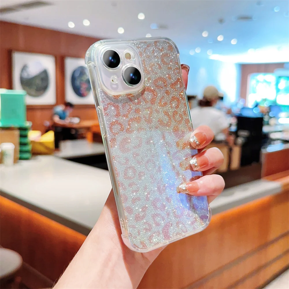 „Lase Leopad“ apsauginis telefono dėklas, skirtas „iPhone 15“, 14, 13, 12, 11, „Po Max Mini XR XS X 7 8 Plus“ ir atsparus smūgiams, minkštas TPU dėklas._voghion.com