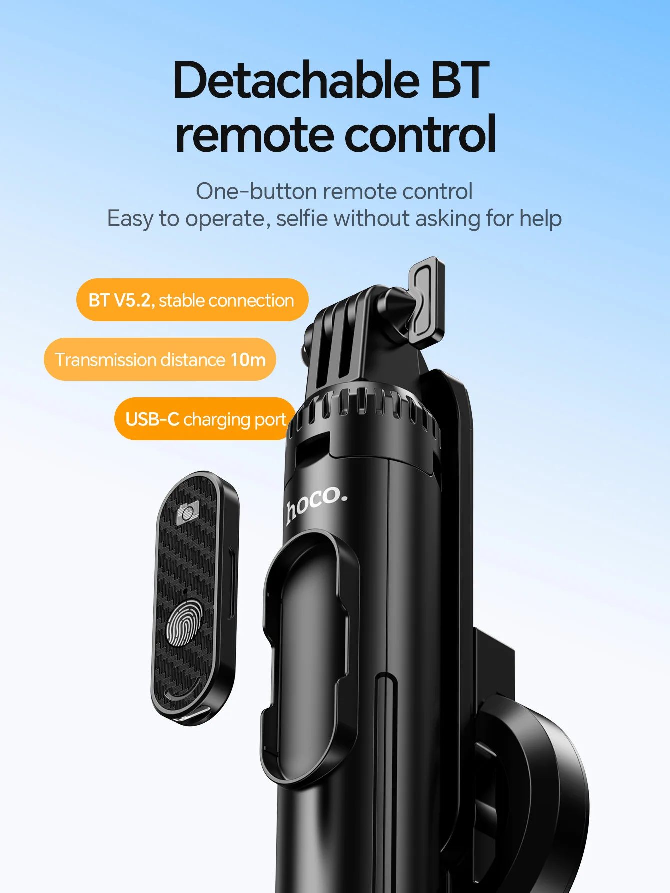 HOCO K25 Magnetic Tripod Selfie Stick with Bluetooth Remote