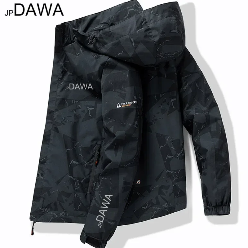 JP DAWA Spring/Autumn Fishing Jacket Waterproof, Windproof, Hooded Hiking Men's Mountaineering Sportswear