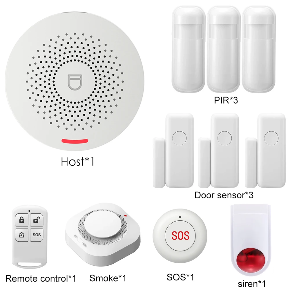 Tuya Smart Home Security Alarm System Hub Kit ,Host with sound function, support Google and Alexa，Smar Life App 