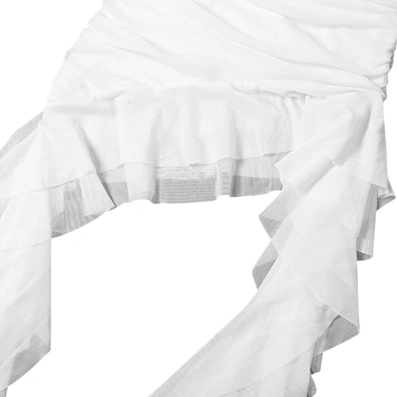 y2k Strapless Top Women Summer Solid Color Off Shoulder Sleeveless Asymmetrical Ruffle Hem Bandeau Vest Streetwear