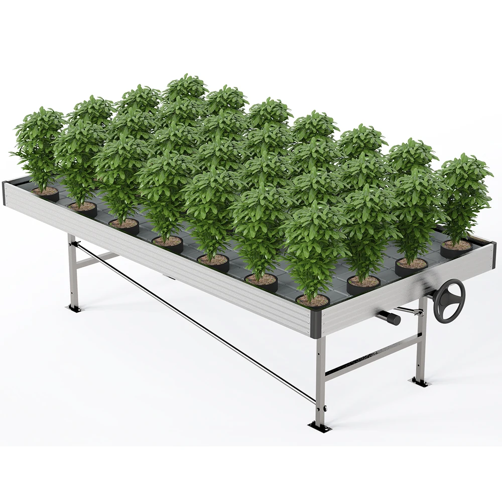 Greenhouse Ebb And Flow Rolling Bench With Growing Trays Hydroponics