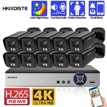 Kit sistema di sicurezza per telecamera CCTV da 8mp Kit 4K POE NVR Kit 8CH Color Night Vision IP Bullet Camera Kit sistema di videosorveglianza 10CH