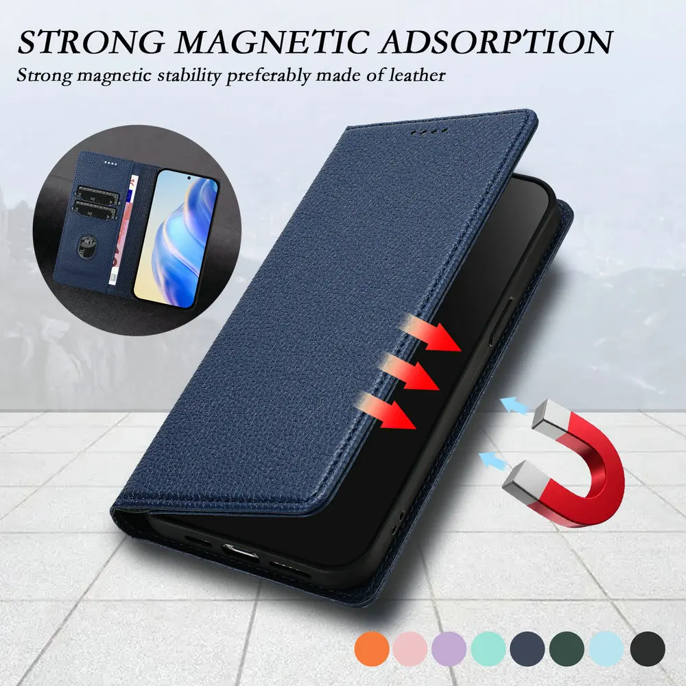 Luxury Magnetic Leather RFID Card Stand Phone Case, Flip Cover