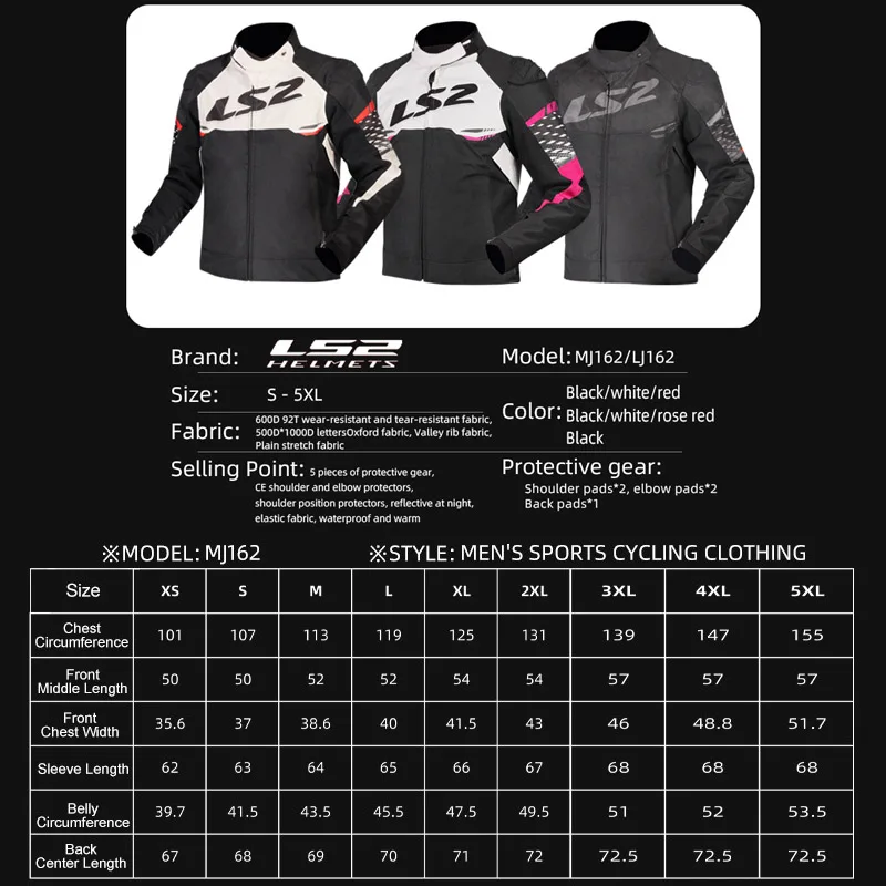 LS2 Original APEX Motorcycle Jacket Autumn Winter Waterproof Windproof Warm Jacket Men Women Anti-fall Motocross Riding Clothing
