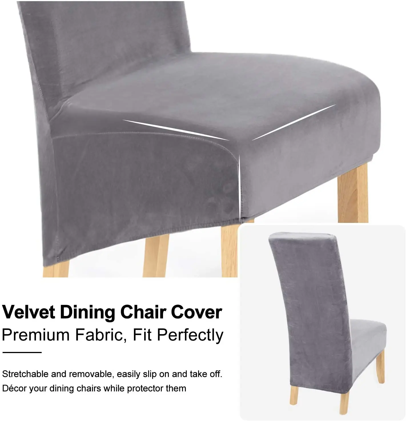 XL Size Stretch Velvet Dining Chair Covers Removable Washable Large Soft Dining Kitchen Home Restaurant Chair Slipcovers 5