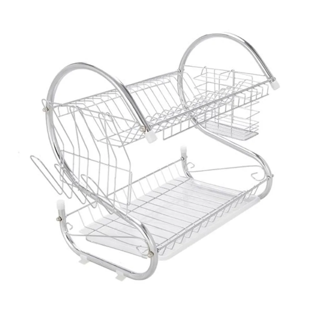 

Multifunctional S-shaped Dual Layers Bowls & Dishes & Chopsticks & Spoons Collection Shelf Dish Drai
