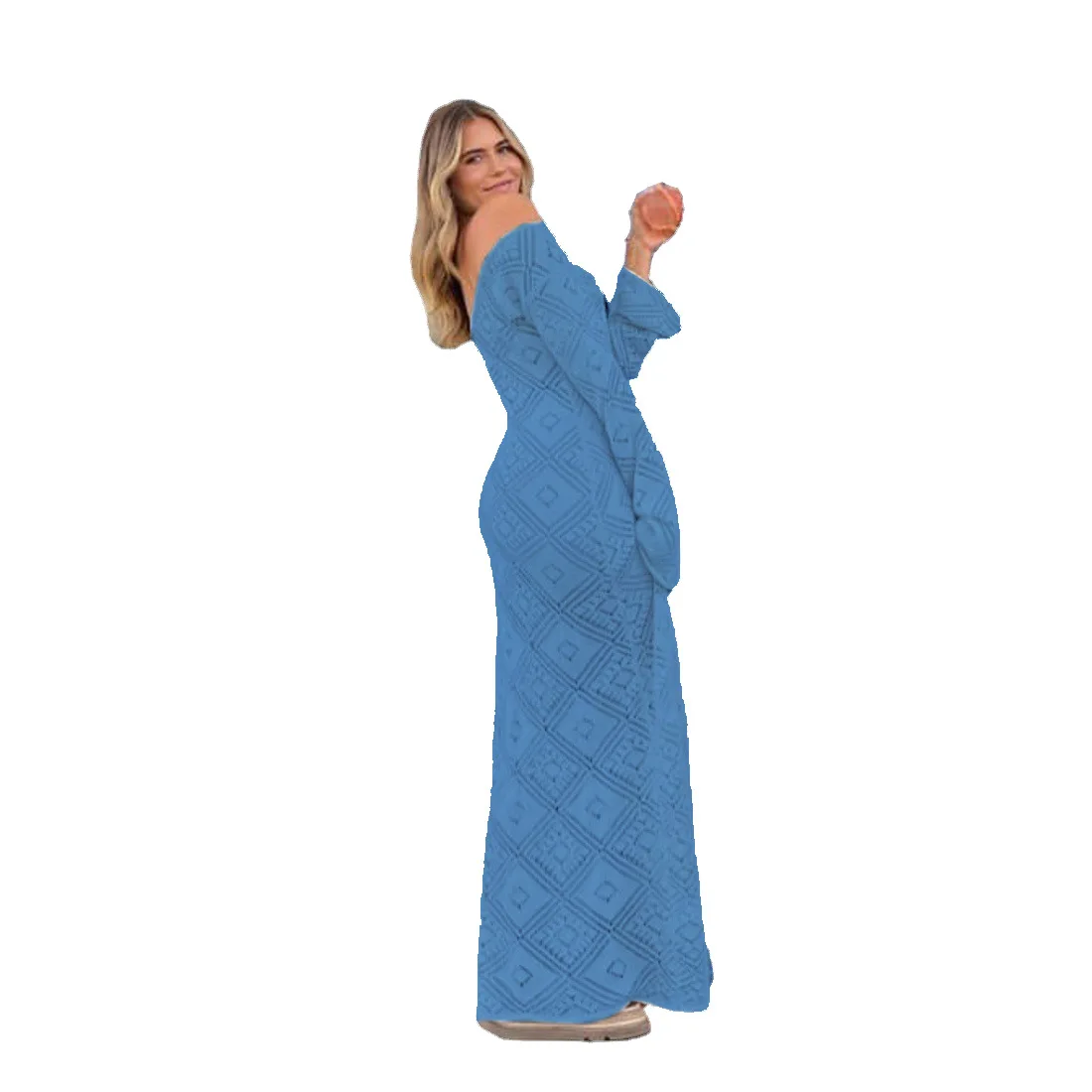 See-Through Loose Dress Flared Sleeve For Women Backless Hollow Out Holiday Beach Outfits V-Neck Pullover Maxi Dress 2025 23 See-Through Loose Dress Flared Sleeve For Women Backless Hollow Out Holiday Beach Outfits V-Neck Pullover Maxi Dress 2025