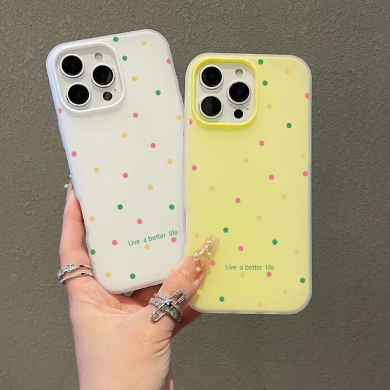 Vibrant Candy Color Jelly Phone Case with Colorful Dots Design