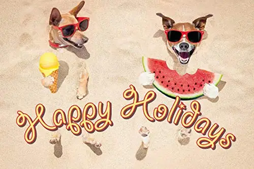 

Happy Holidays Dogs Theme Metal Tin Sign 8x12 Inch Home Kitchen Garage Decor Retro Tin Sign